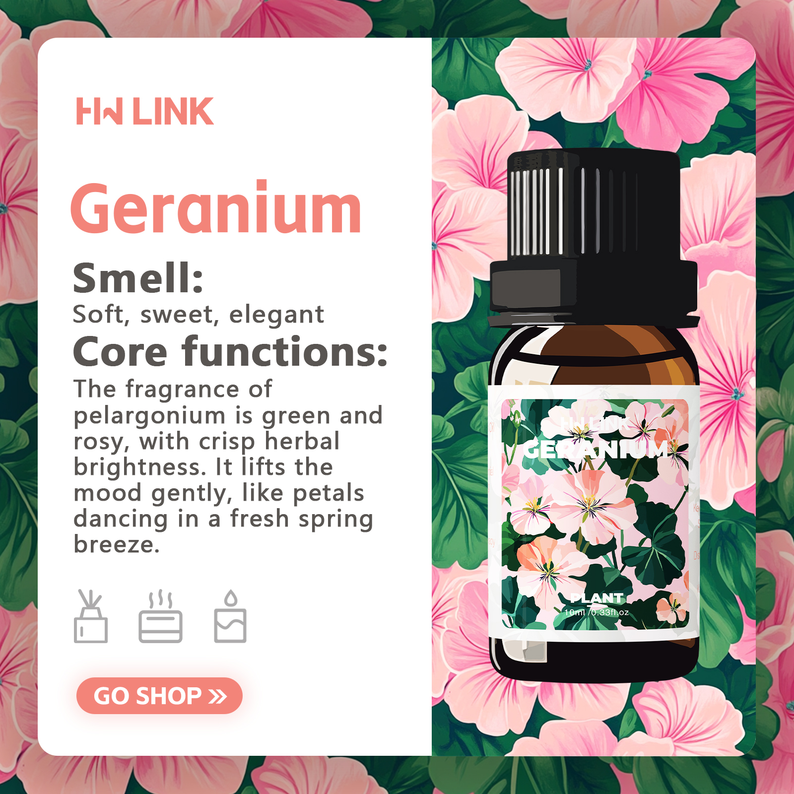Geranium Essential Oil 10ml 10 - Perfume Fragrance Essence のレビューと価格